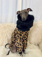 Leopard Print Sweater with Faux Fur Collar Black - Limited Edition